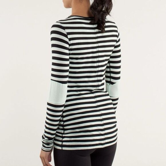 Lululemon Devotion Long Sleeve Top No Size Stripe Mint Green Black Athleisure - Picture 3 of 12